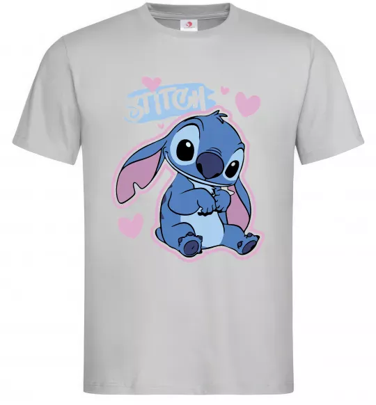 Чоловіча футболка Стіч сердця Сірий фото