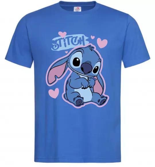 Чоловіча футболка Стіч сердця Яскраво-синій фото