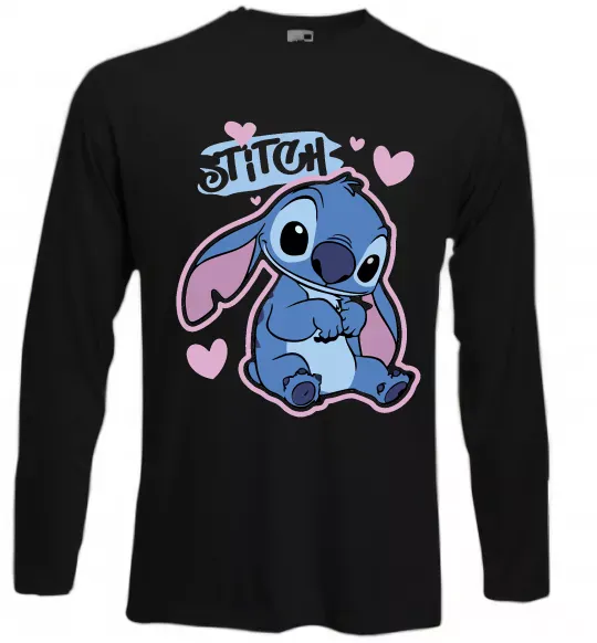 Лонгслив Стіч сердця Черный фото