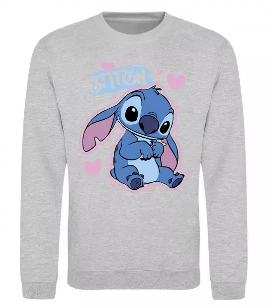 Свитшот Стіч сердця Серый меланж фото