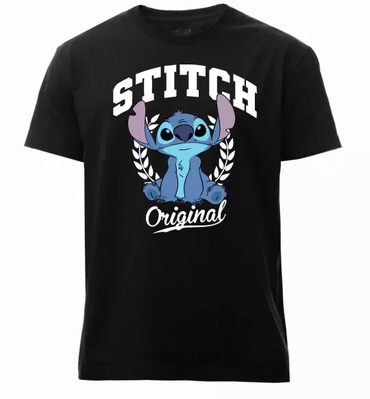 Мужская премиум футболка Stitch original Черный фото
