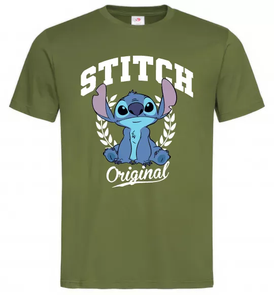 Мужская футболка Stitch original Оливковый фото