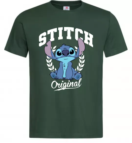 Мужская футболка Stitch original Темно-зеленый фото