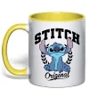 Чашка с цветной ручкой Stitch original Лимонный фото