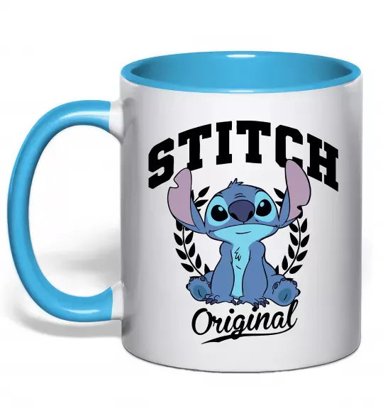 Чашка с цветной ручкой Stitch original Голубой фото
