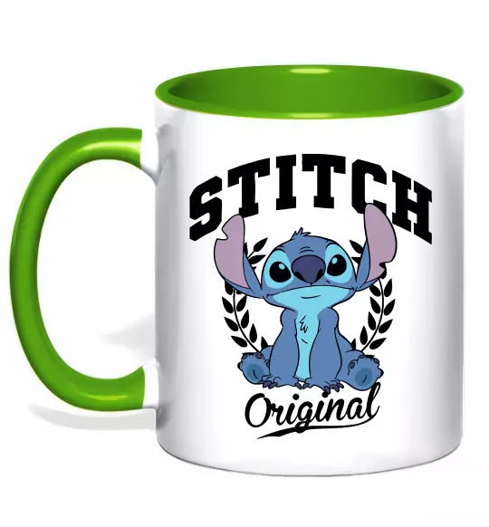 Чашка с цветной ручкой Stitch original Зеленый фото