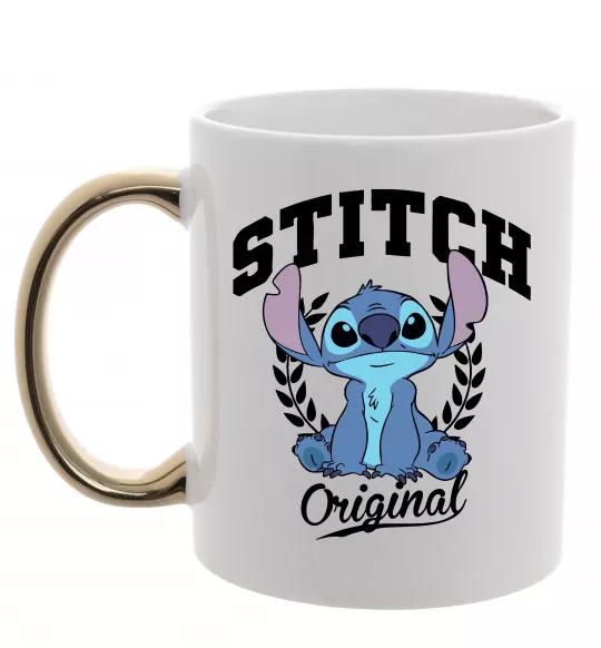 Чашка с цветной ручкой Stitch original Золото фото