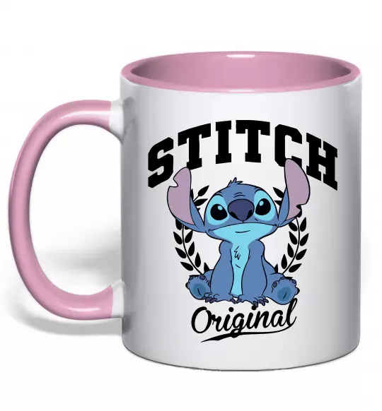 Чашка с цветной ручкой Stitch original Нежно розовый фото