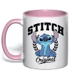 Чашка с цветной ручкой Stitch original Нежно розовый фото