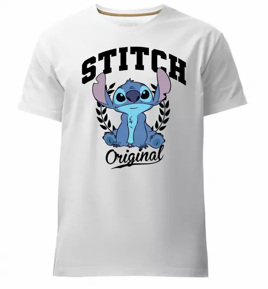 Мужская премиум футболка Stitch original Белый фото