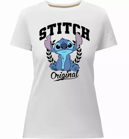 Женская премиум футболка Stitch original Белый фото