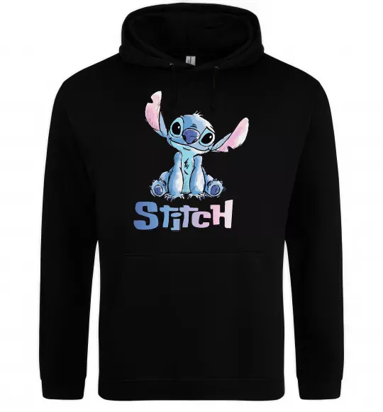 Чоловіча толстовка (худі) Стіч акварель Чорний фото