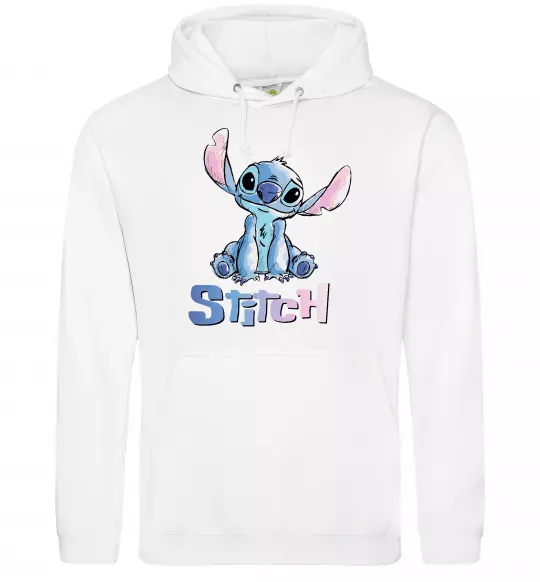 Женская толстовка (худи) Стіч акварель Белый фото