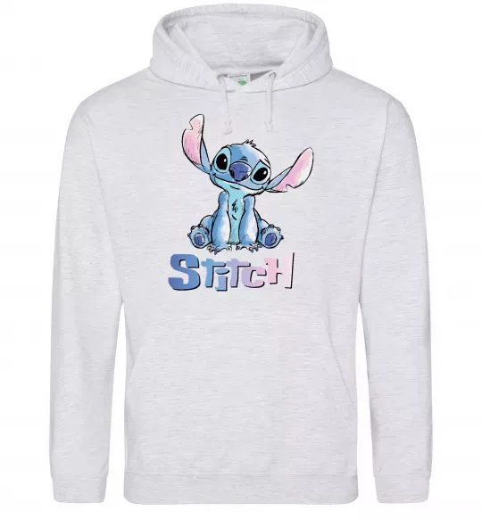 Женская толстовка (худи) Стіч акварель Серый меланж фото