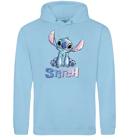 Женская толстовка (худи) Стіч акварель Голубой фото