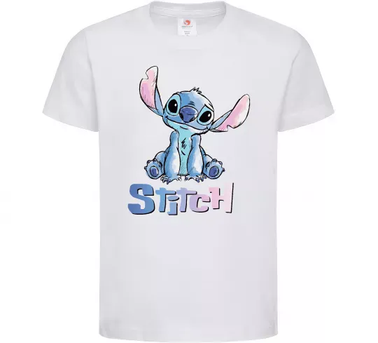 Детская футболка Стіч акварель Белый фото