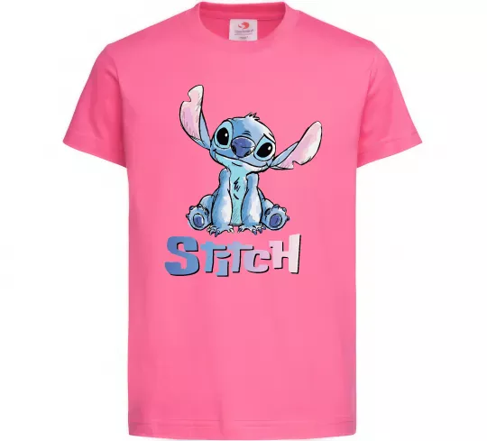 Детская футболка Стіч акварель Ярко-розовый фото