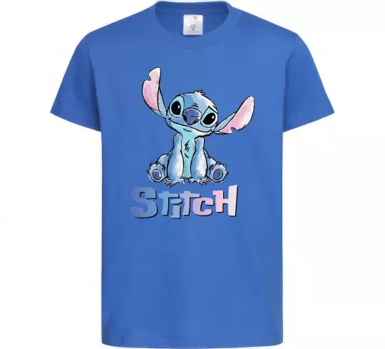 Детская футболка Стіч акварель Ярко-синий фото