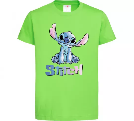 Детская футболка Стіч акварель Лаймовый фото