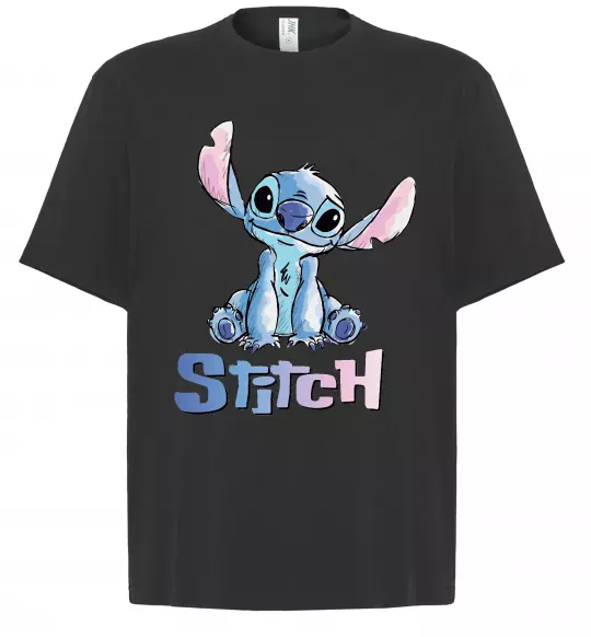 Футболка Оверсайз Стіч акварель Чорний фото