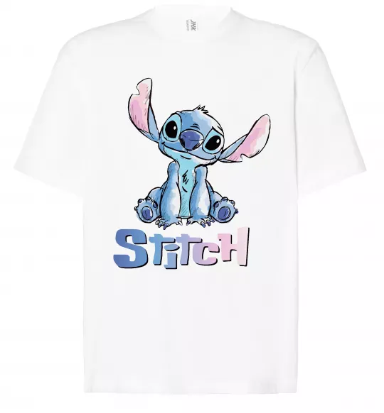 Футболка Оверсайз Стіч акварель Білий фото