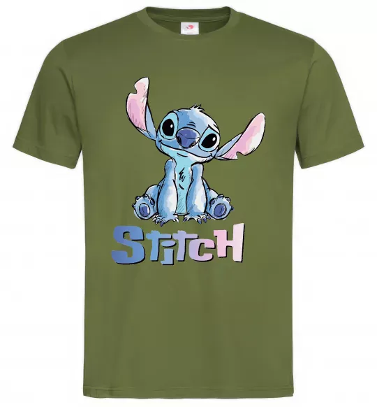 Чоловіча футболка Стіч акварель Оливковий фото