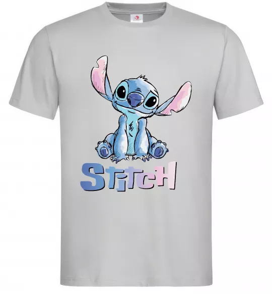 Чоловіча футболка Стіч акварель Сірий фото