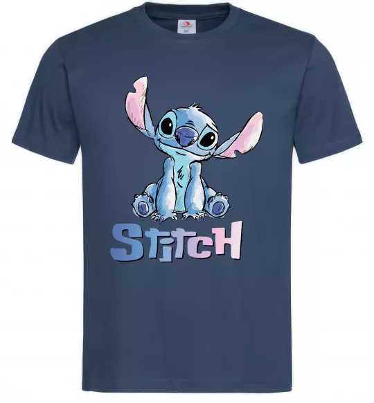 Чоловіча футболка Стіч акварель Темно-синій фото