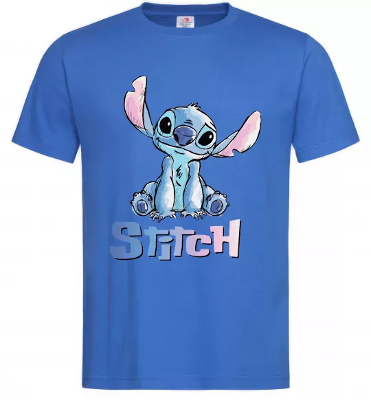 Чоловіча футболка Стіч акварель Яскраво-синій фото