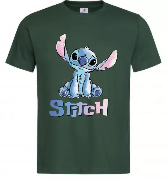 Чоловіча футболка Стіч акварель Темно-зелений фото