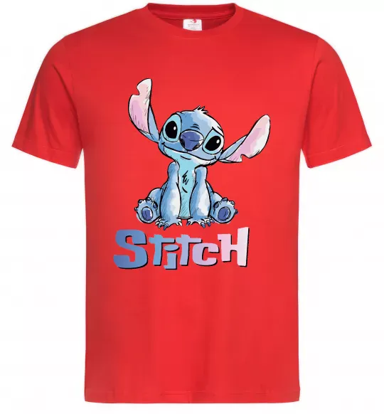 Чоловіча футболка Стіч акварель Червоний фото