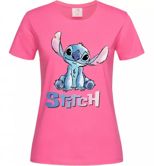 Женская футболка Стіч акварель Ярко-розовый фото