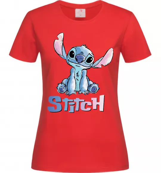 Женская футболка Стіч акварель Красный фото