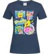 Женская футболка Губка Боб колаж Темно-синий фото
