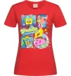 Женская футболка Губка Боб колаж Красный фото
