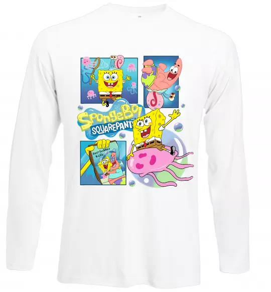 Лонгслив Губка Боб колаж Белый фото
