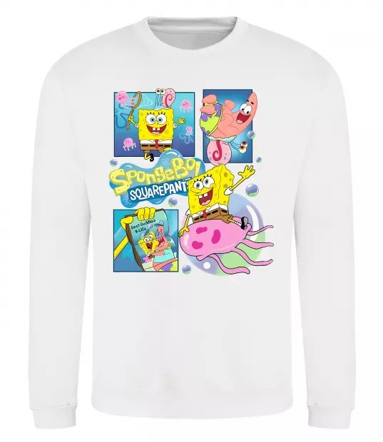 Свитшот Губка Боб колаж Белый фото