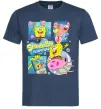 Мужская футболка Губка Боб колаж Темно-синий фото