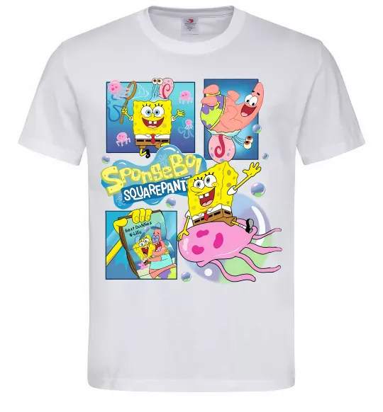 Мужская футболка Губка Боб колаж Белый фото
