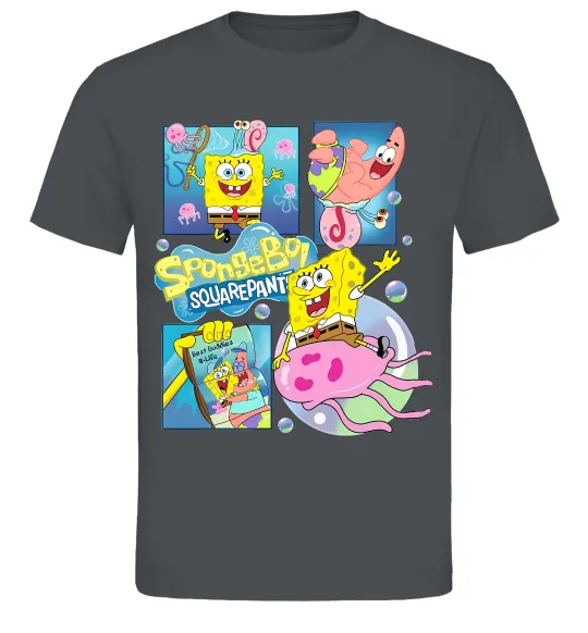 Мужская футболка Губка Боб колаж Графит фото