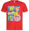 Мужская футболка Губка Боб колаж Красный фото