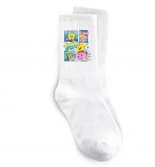 Носки Губка Боб колаж Белый фото