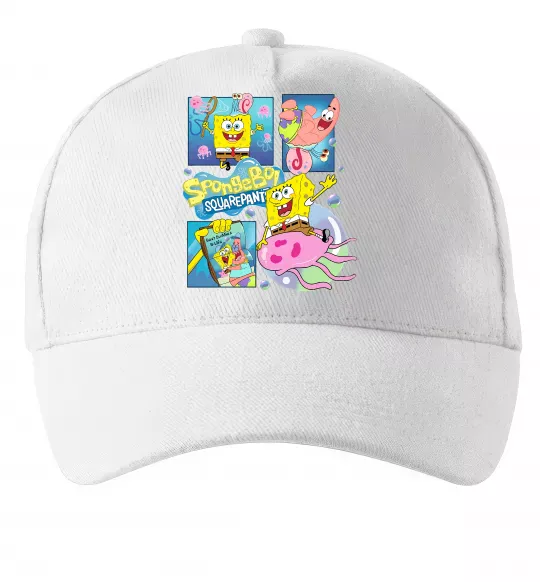 Кепка Губка Боб колаж Белый фото