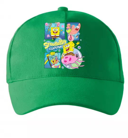 Кепка Губка Боб колаж Зеленый фото