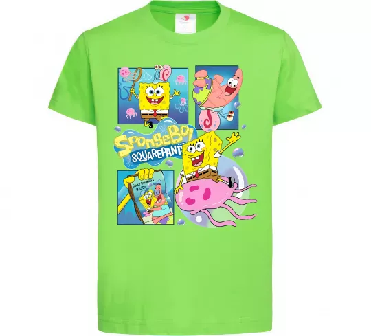 Детская футболка Губка Боб колаж Лаймовый фото