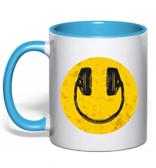 Чашка с цветной ручкой Music smile Голубой фото