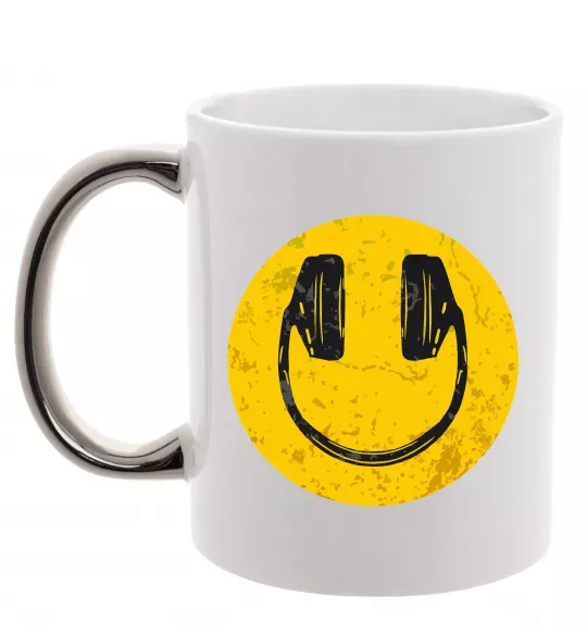 Чашка с цветной ручкой Music smile Серебро фото