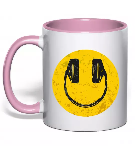 Чашка с цветной ручкой Music smile Нежно розовый фото