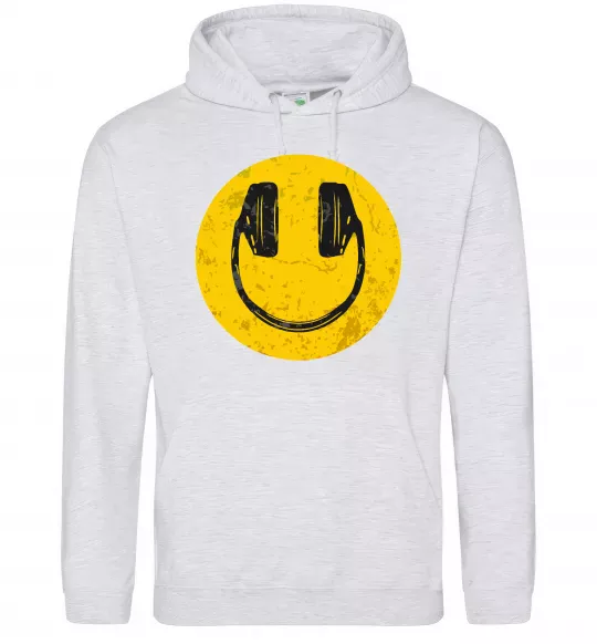 Мужская толстовка (худи) Music smile Серый меланж фото