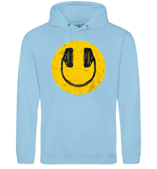 Мужская толстовка (худи) Music smile Голубой фото